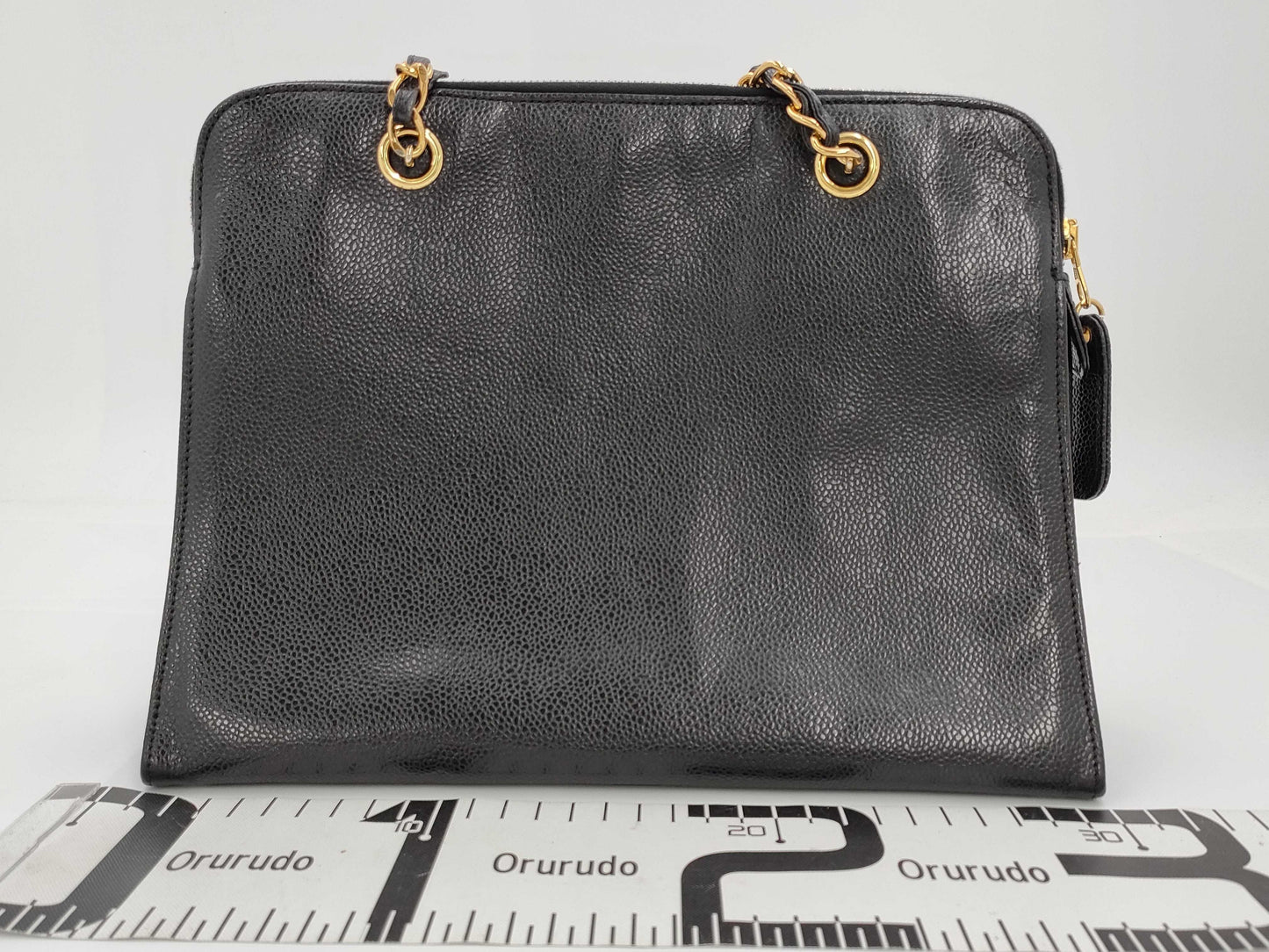 CHANEL Caviar Skin Chain Shoulder Bag with Coco Mark, GD Hardware, Black Seal, Card, 52844083, Card Included Tote Bag