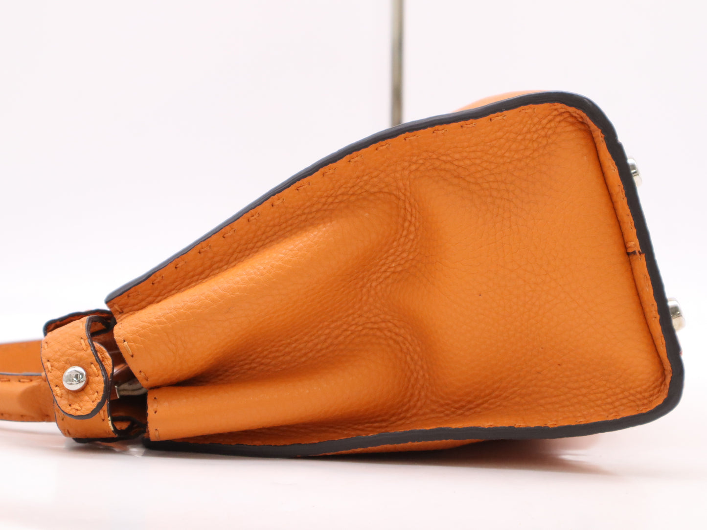 FENDI Leather Selleria Peekaboo Handbag in Orange with Shoulder Strap