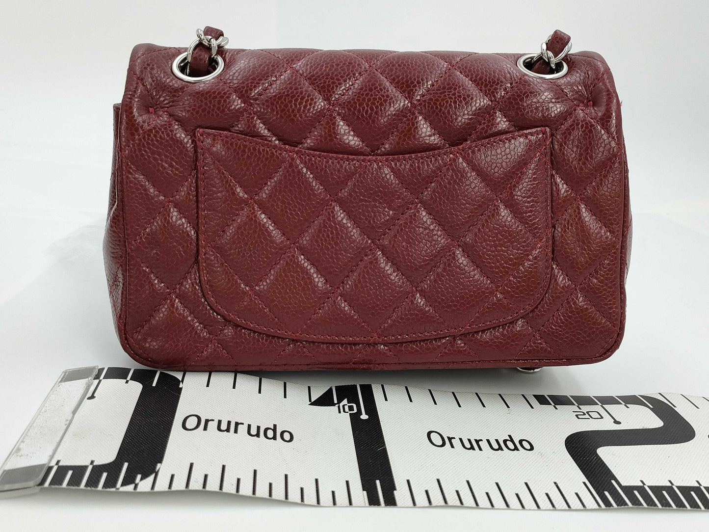 CHANEL Caviar Skin Matelasse 20 S Flap Double Chain Shoulder Bag with Silver Hardware, Bordeaux, Box and Dust Bag, Sticker, Card, 15628835