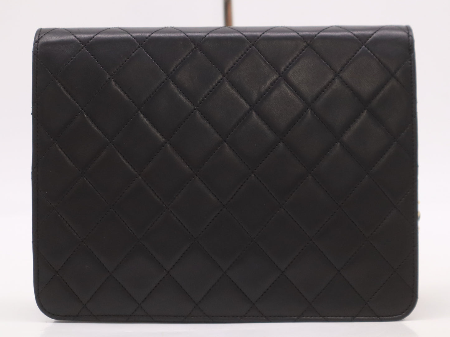 CHANEL Matelasse 22 Lambskin Shoulder Bag with Small Flap, Small Chain, Push Lock, Gold Hardware, Black, with Seal Remnants