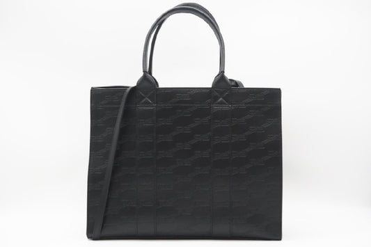 BALENCIAGA BB Monogram Hardware Shopping Bag Black Handbag