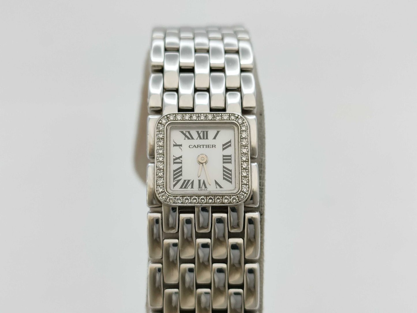 Cartier Panthère Mini Ribbon WG3002T8 2422 43903CD Quartz White Dial 18K Gold Women's Watch