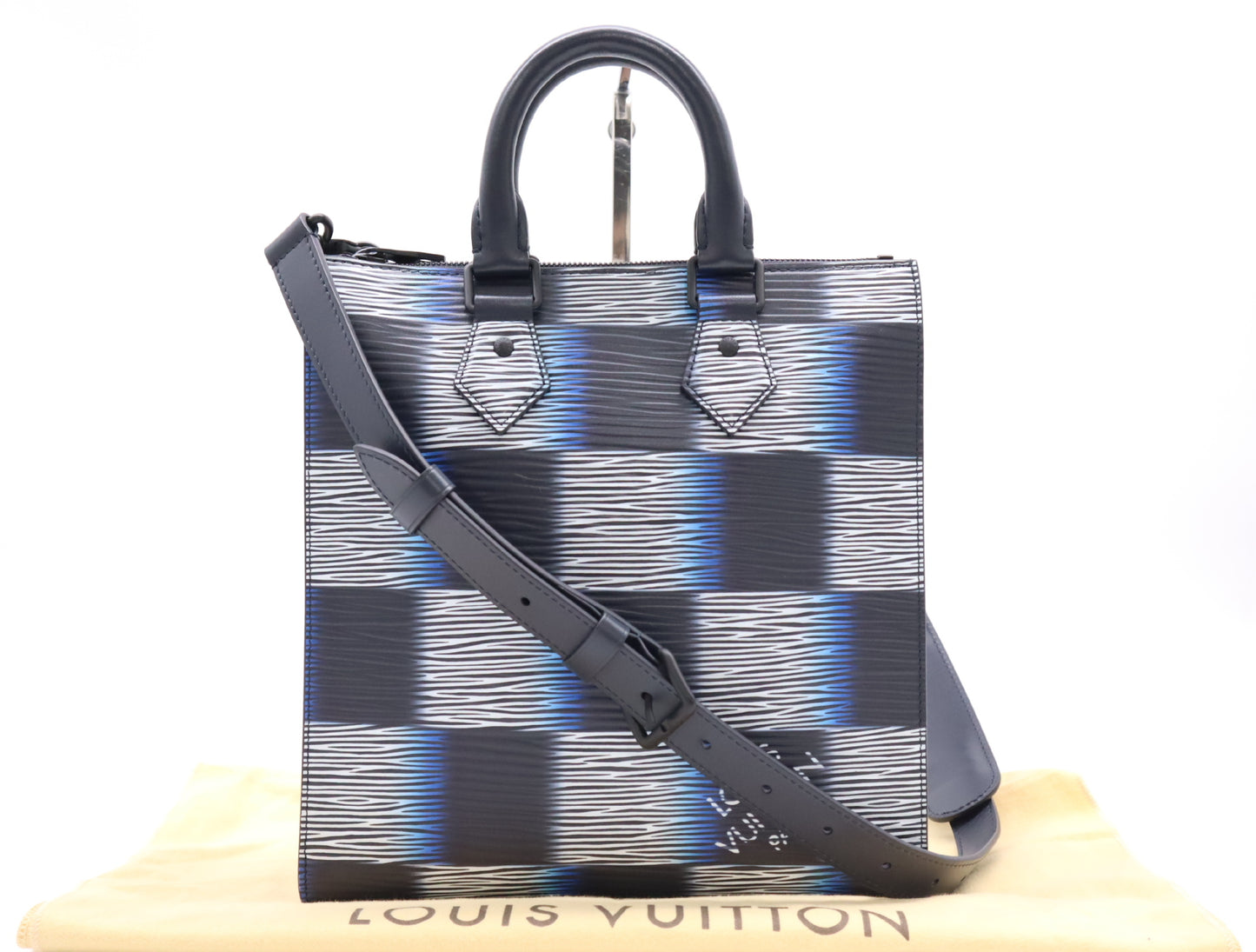 LOUIS VUITTON M23957 Damier Rush Epi Leather XL Sac Plat Crossbody Bag RFID Verified No Serial Tag Dust Bag and Shoulder Strap Included