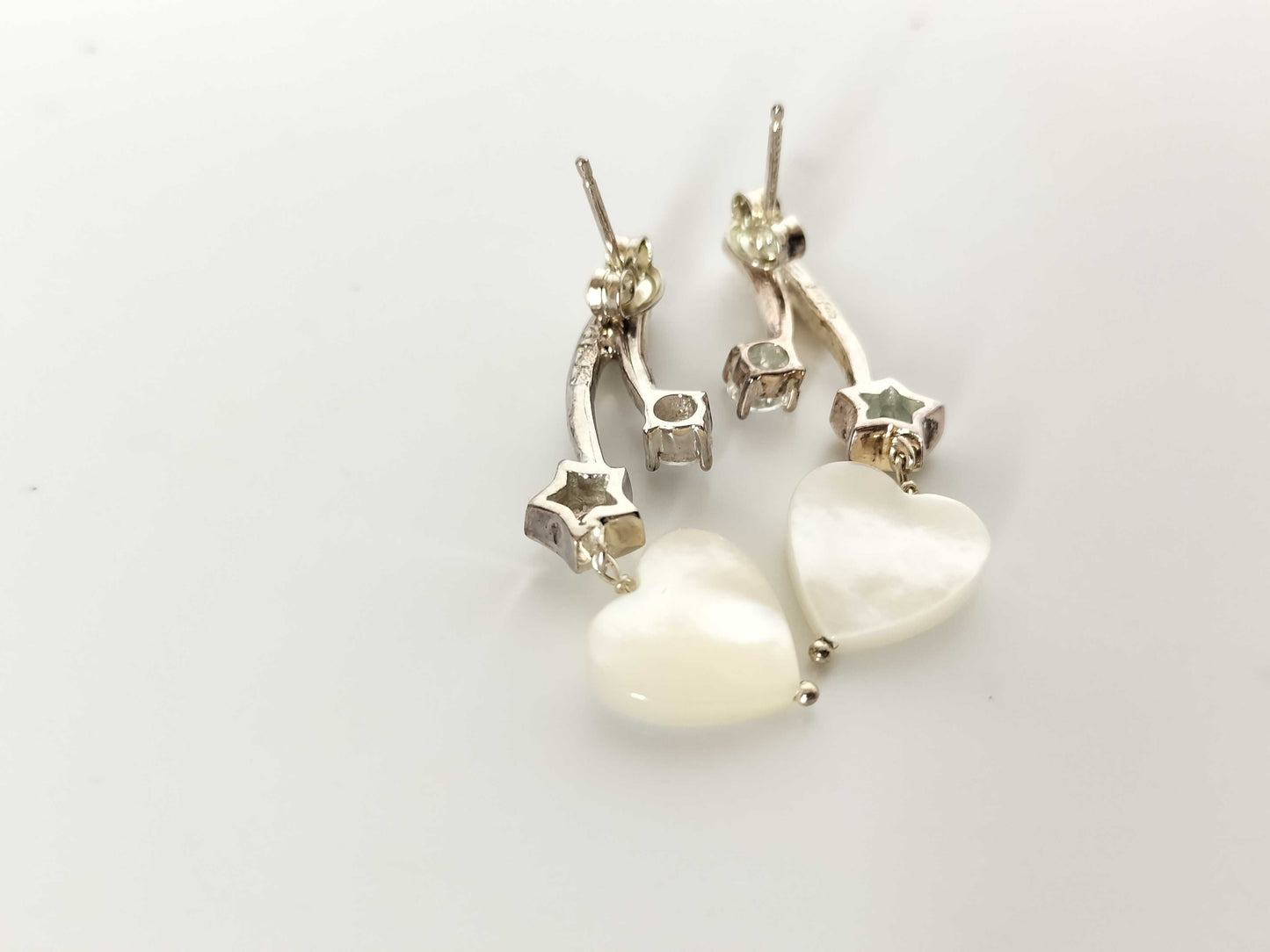 Folli Follie Folli Follie SV925 Shell and Stone Heart Earrings 5.3g