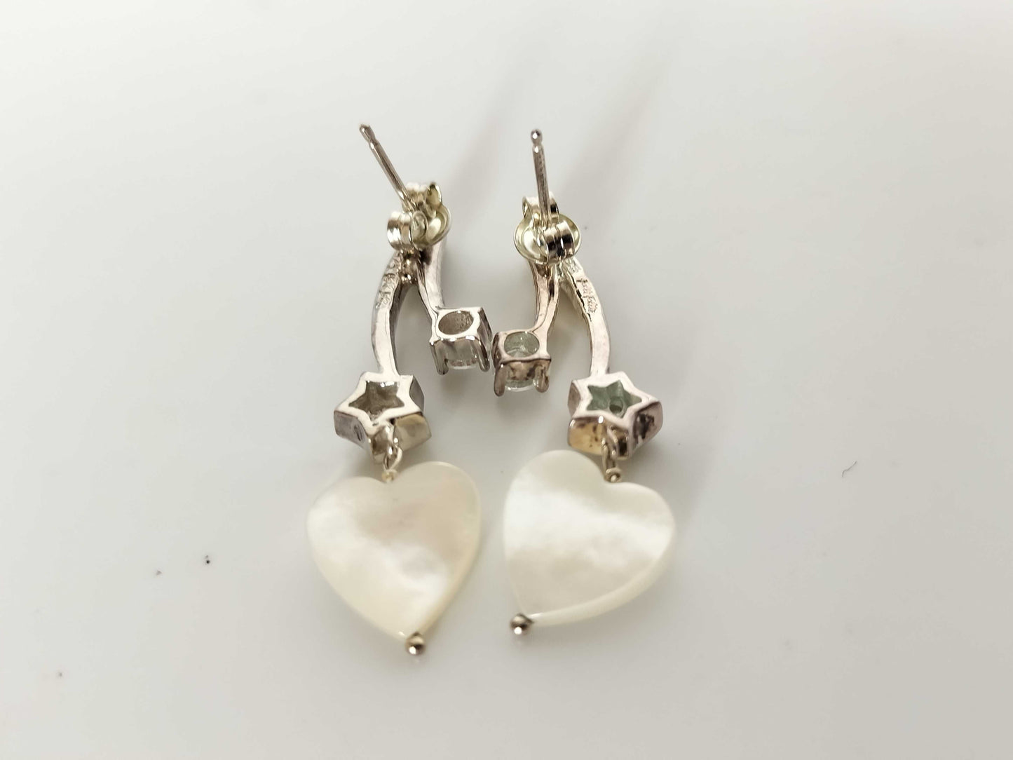 Folli Follie Folli Follie SV925 Shell and Stone Heart Earrings 5.3g