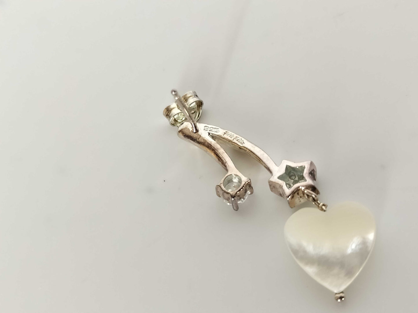 Folli Follie Folli Follie SV925 Shell and Stone Heart Earrings 5.3g