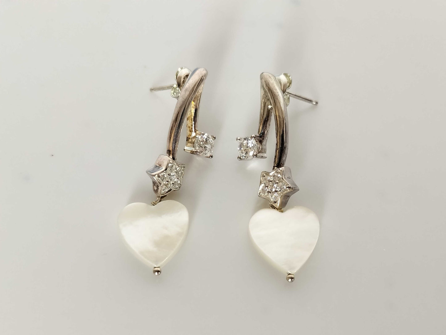 Folli Follie Folli Follie SV925 Shell and Stone Heart Earrings 5.3g