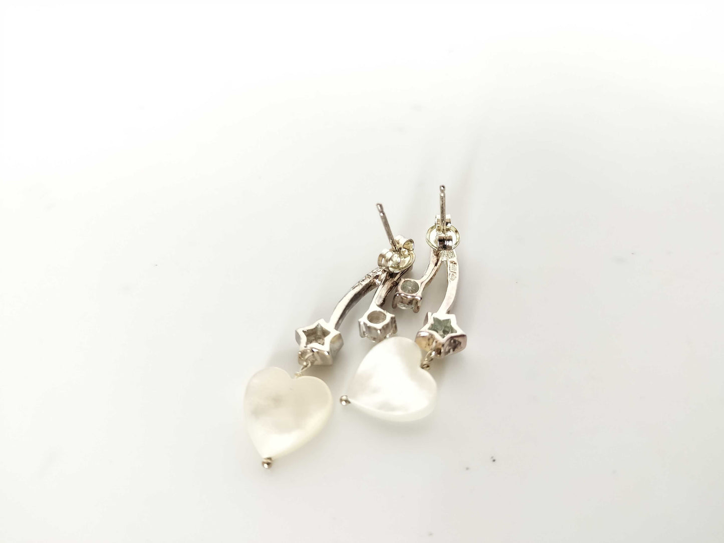 Folli Follie Folli Follie SV925 Shell and Stone Heart Earrings 5.3g
