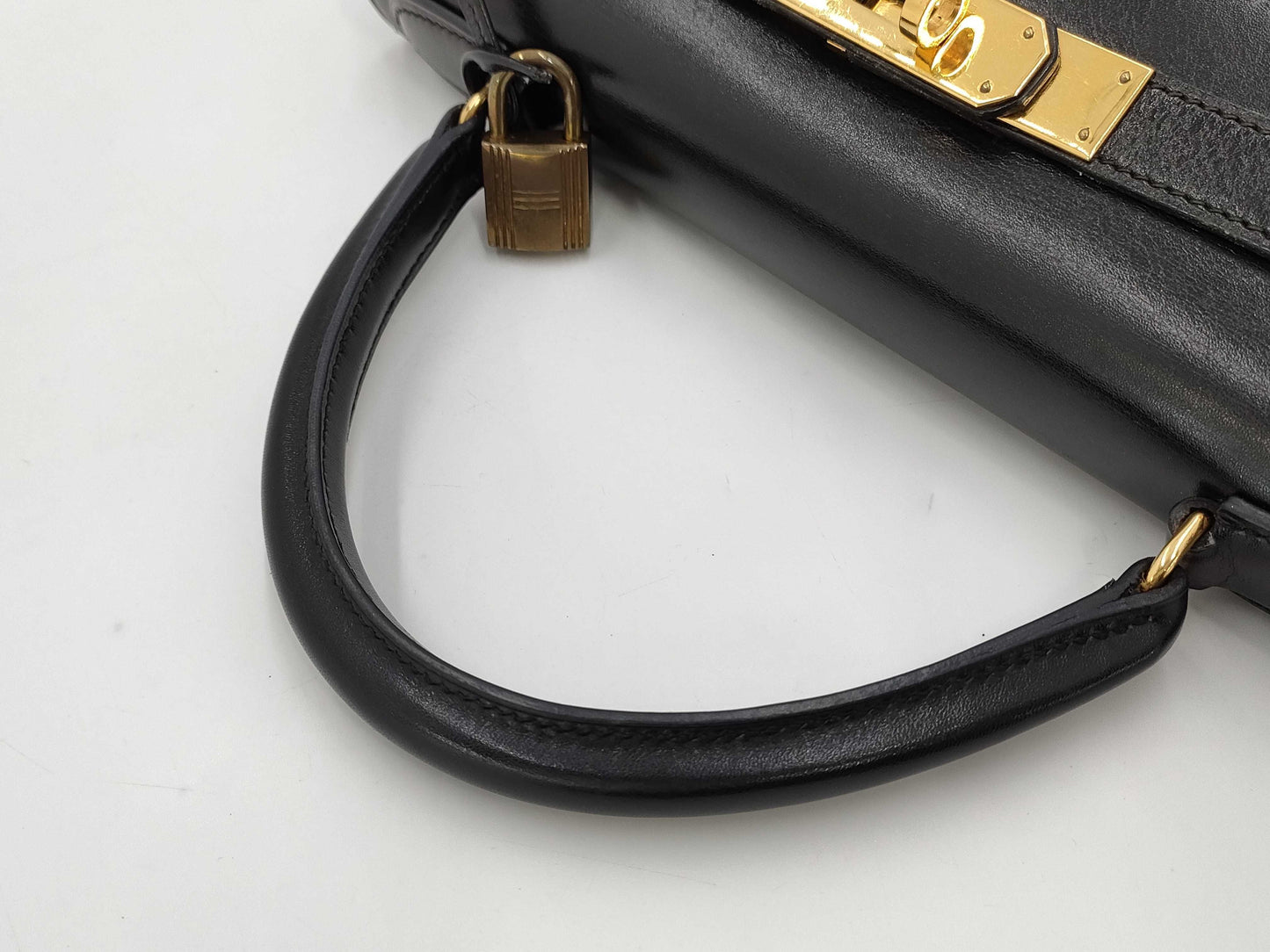 HERMES Kelly 28 Box Calf Black Handbag