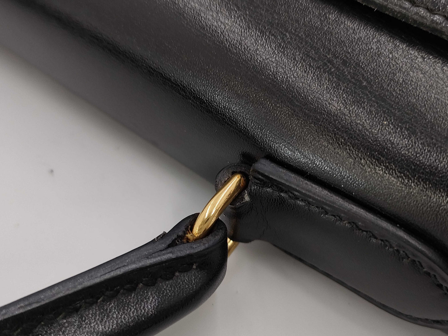 HERMES Kelly 28 Box Calf Black Handbag