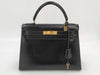 HERMES Kelly 28 Box Calf Black Handbag