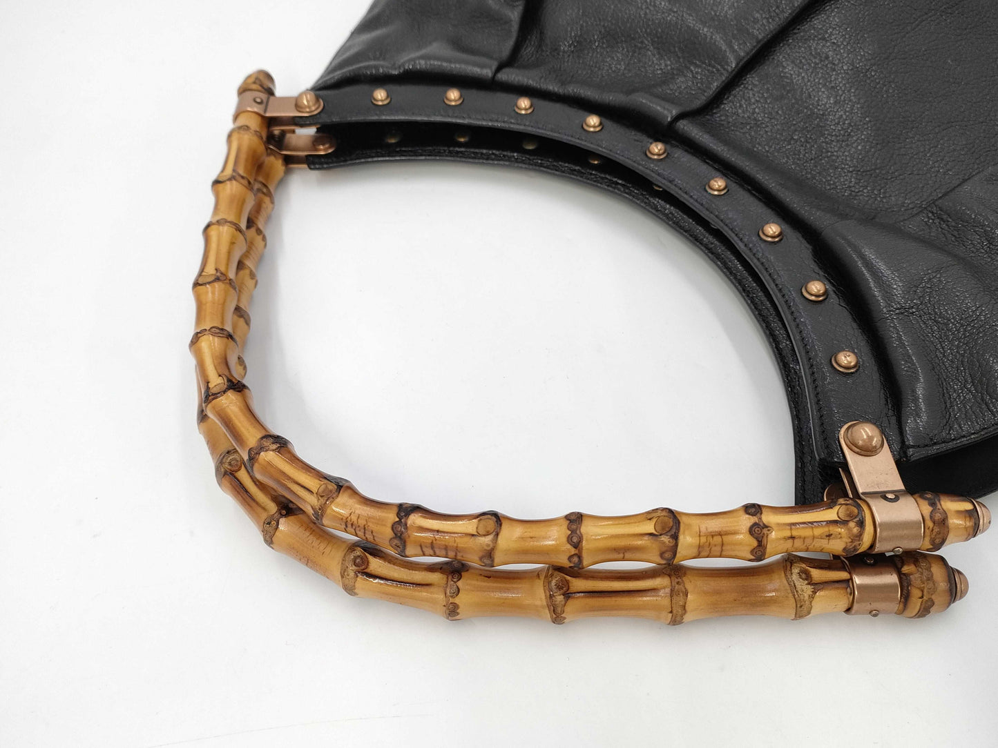 GUCCI Bamboo Stud Handbag in Black