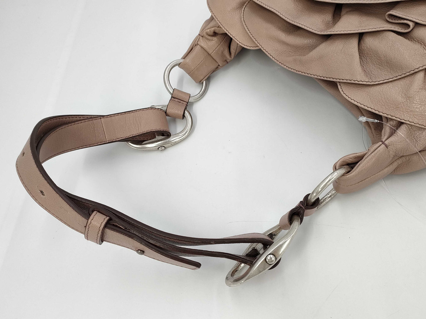 SAINT LAURENT YSL Flower One-Shoulder Leather Rib Shoulder Bag