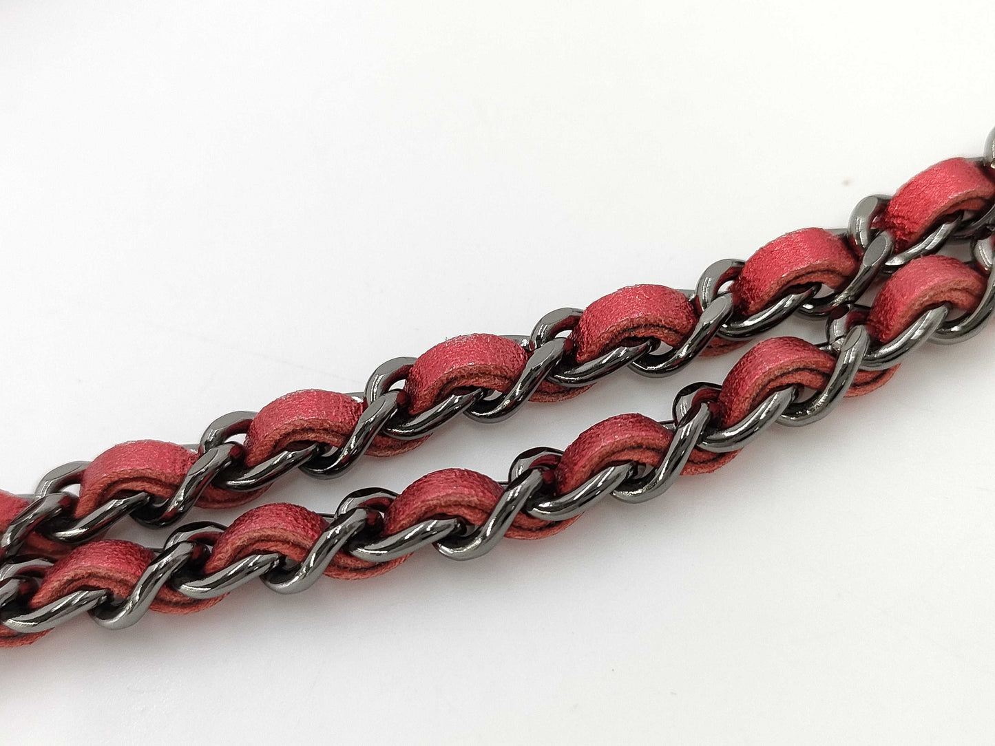 CHANEL Enamel Leather Chain Mini Shoulder Bag Red
