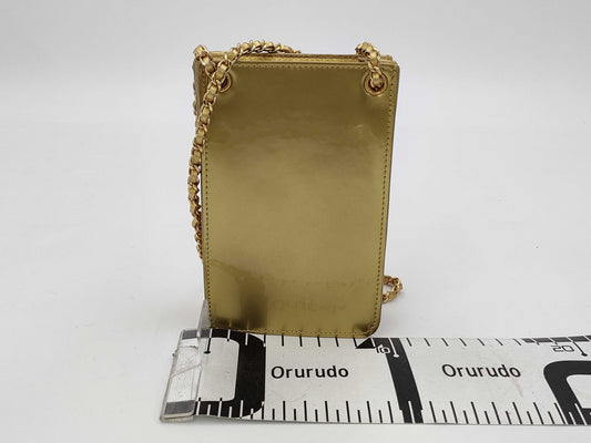 CHANEL Chanel Patent Leather Chain Mini Shoulder Bag Gold Shoulder Bag
