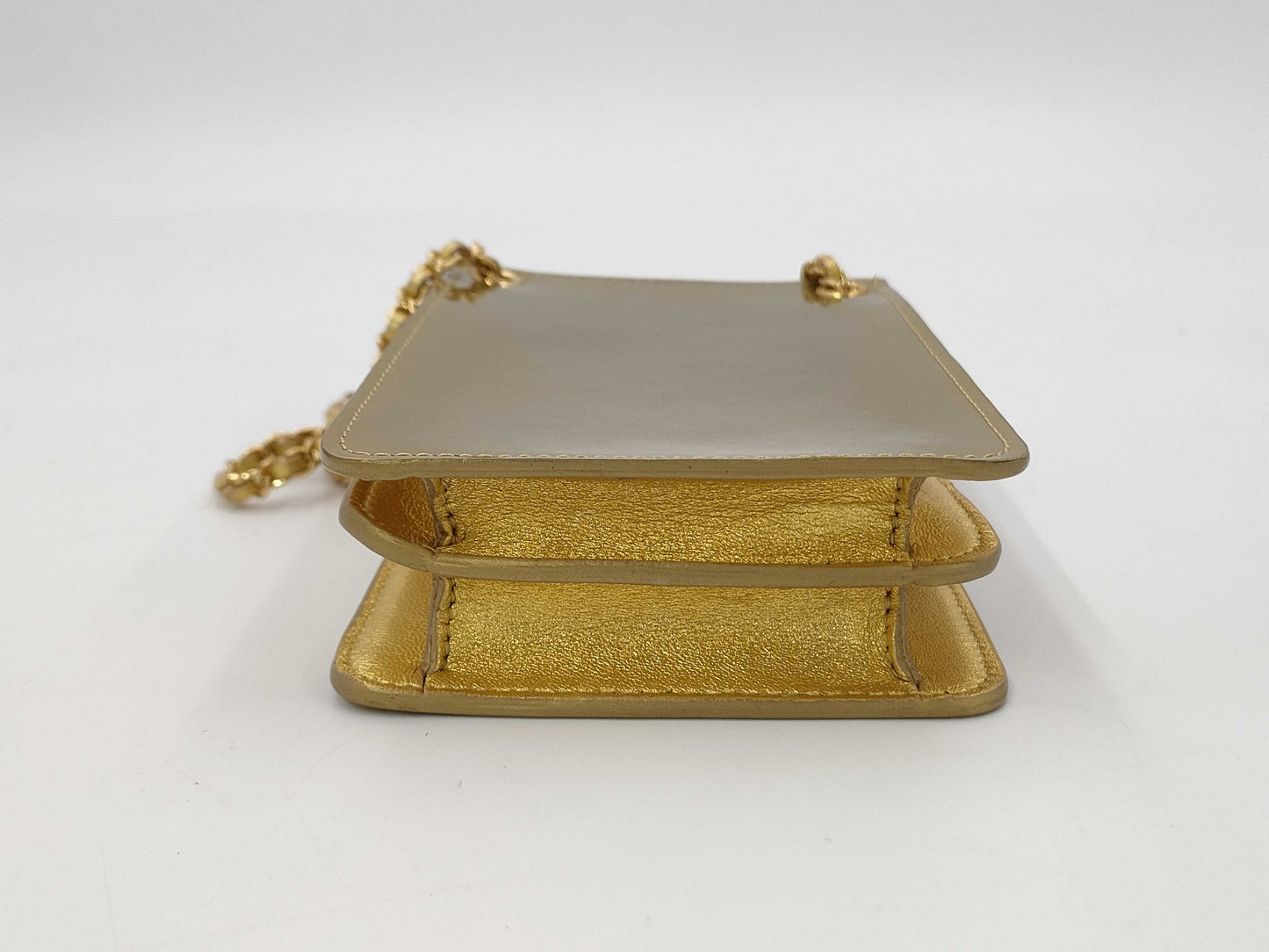 CHANEL Chanel Patent Leather Chain Mini Shoulder Bag Gold Shoulder Bag