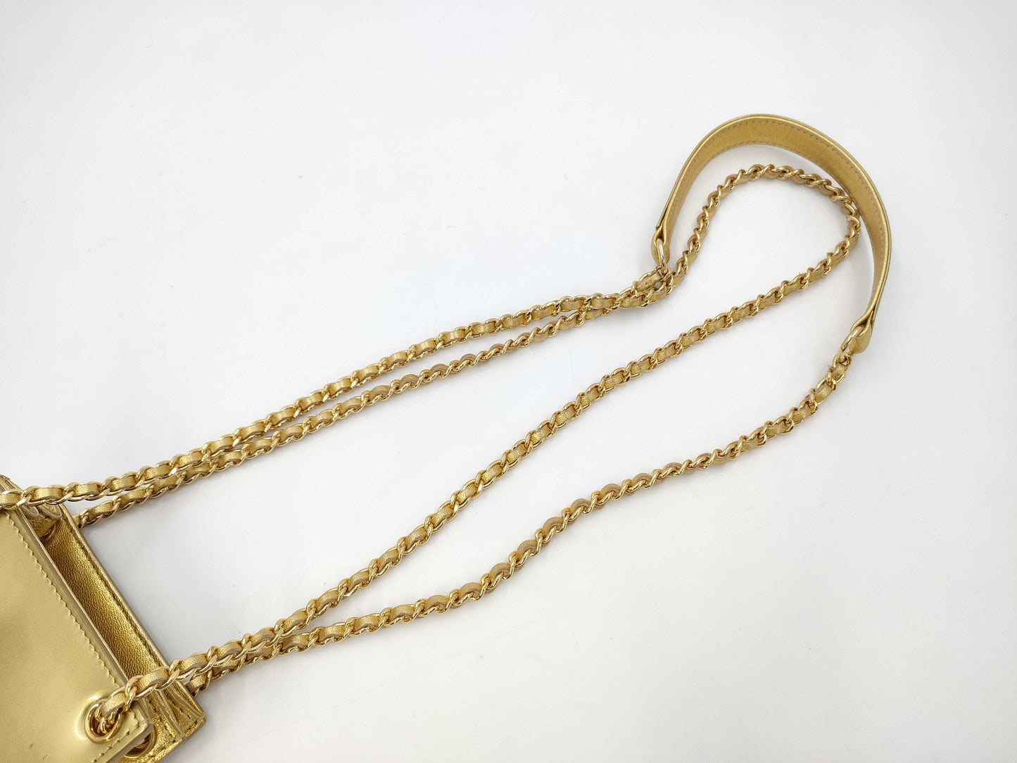 CHANEL Chanel Patent Leather Chain Mini Shoulder Bag Gold Shoulder Bag