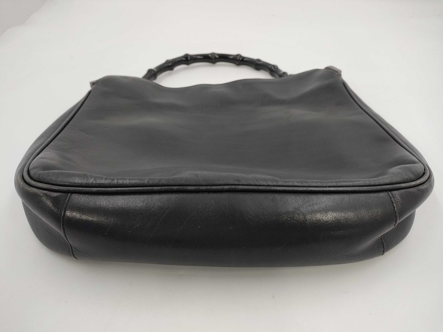 GUCCI Bamboo Leather One-Shoulder Bag Black Handbag