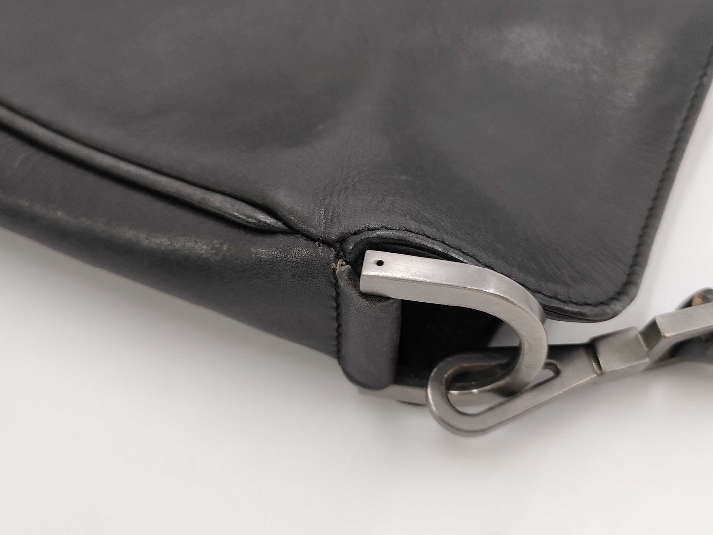 GUCCI Bamboo Leather One-Shoulder Bag Black Handbag