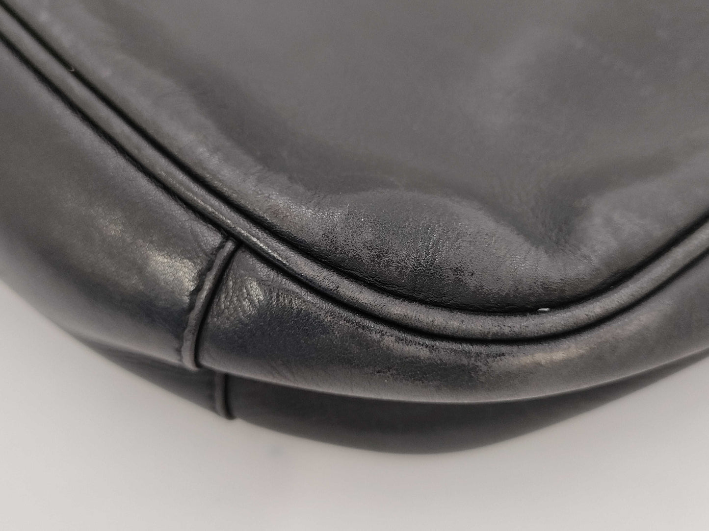 GUCCI Bamboo Leather One-Shoulder Bag Black Handbag