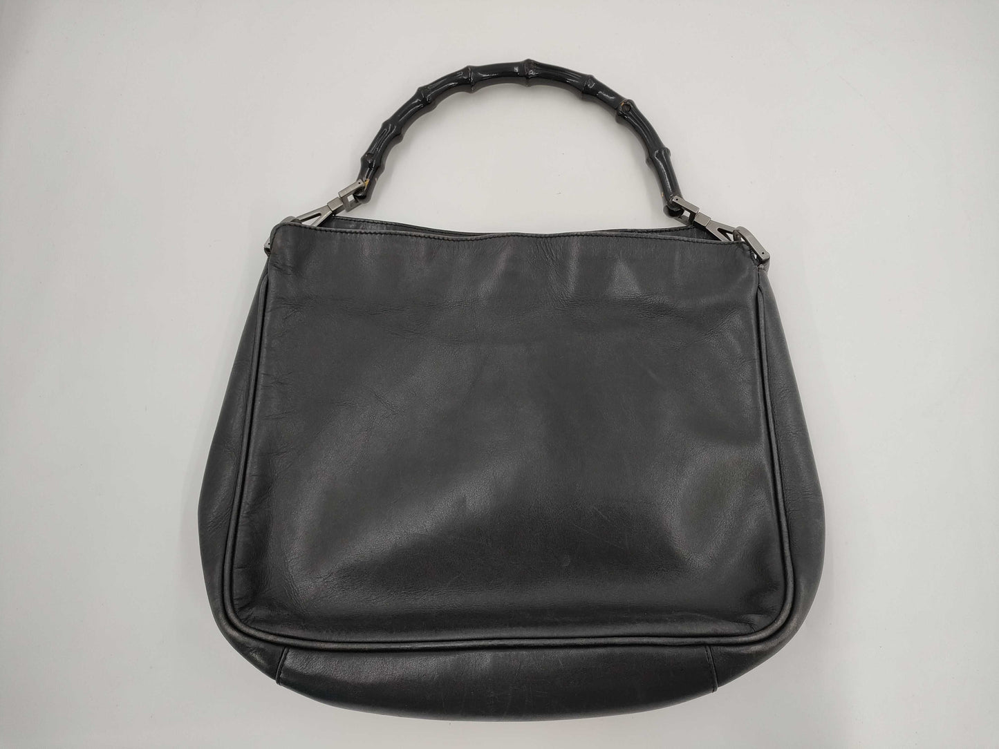GUCCI Bamboo Leather One-Shoulder Bag Black Handbag