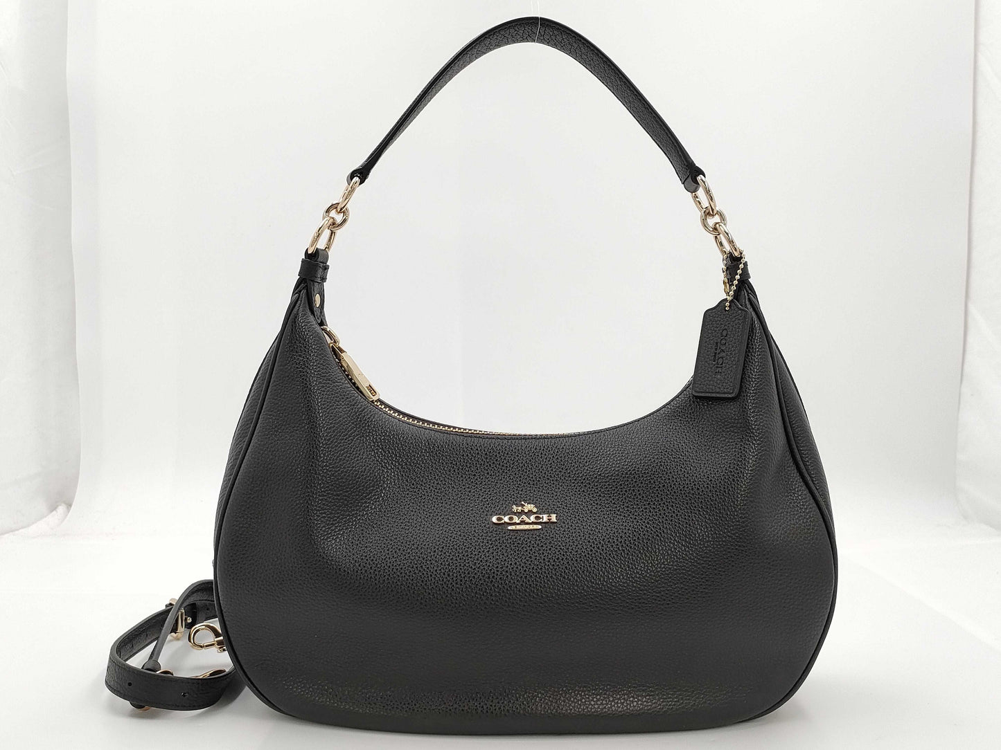 COACH Leather 2-Way One-Shoulder Black Handbag