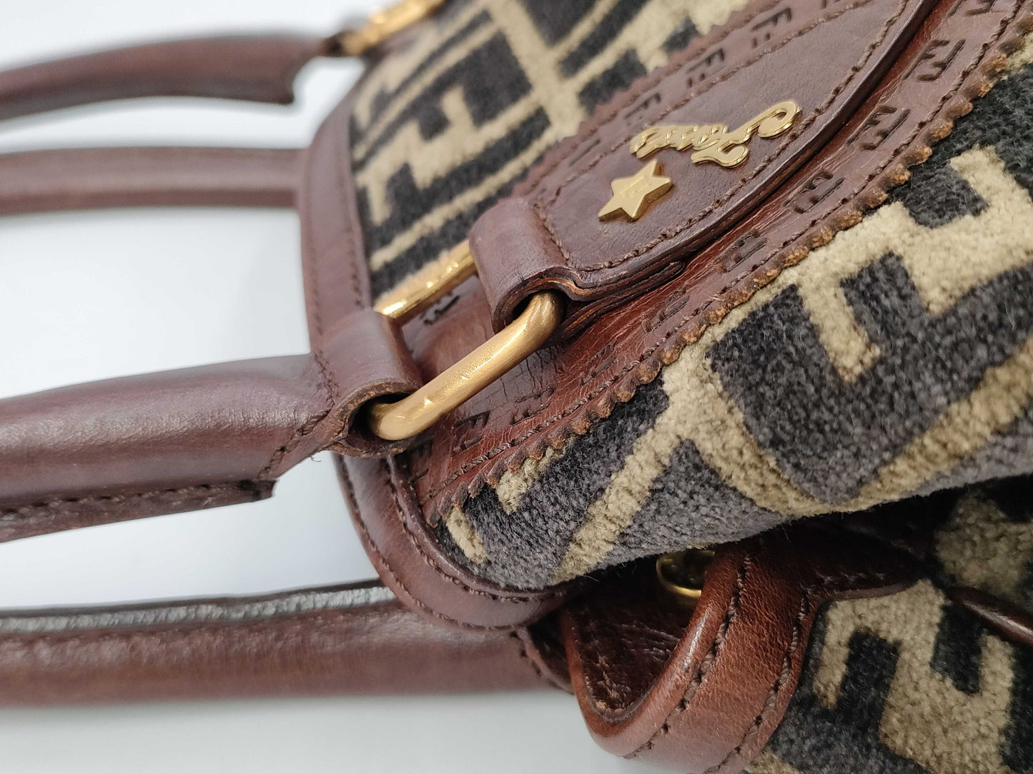 FENDI Zucca Pile Tote Handbag