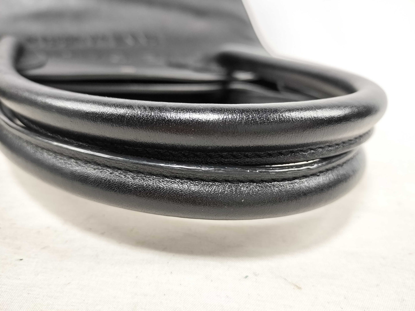 SAINT LAURENT RIVE GAUCHE Square Tote Bag in Black Leather with Embossed Logo