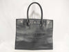 SAINT LAURENT RIVE GAUCHE Square Tote Bag in Black Leather with Embossed Logo