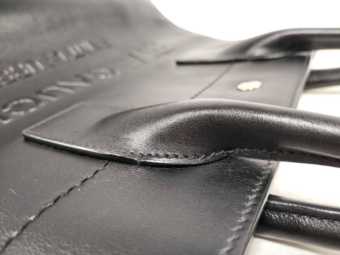 SAINT LAURENT RIVE GAUCHE Square Tote Bag in Black Leather with Embossed Logo