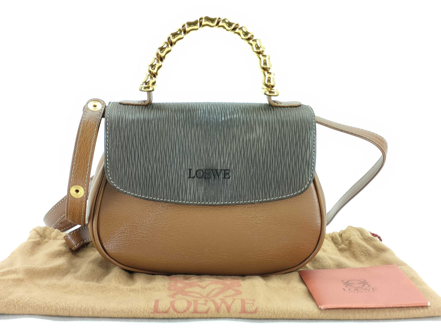 LOEWE Velázquez 2-Way Shoulder Bag/Handbag in Light Brown with GD Hardware and Dust Bag