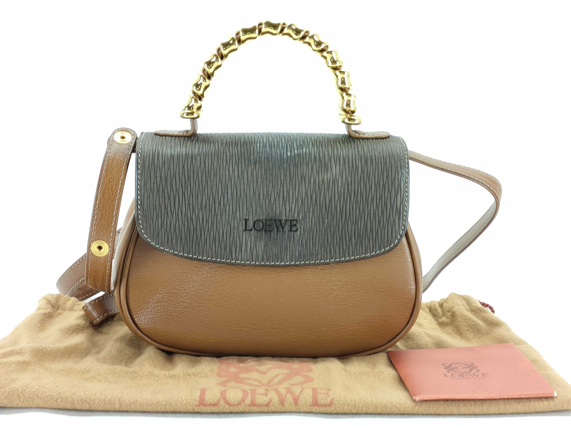 LOEWE Velázquez 2-Way Shoulder Bag/Handbag in Light Brown with GD Hardware and Dust Bag