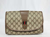 GUCCI GG Supreme Clutch Bag, GG Supreme Sherry Line Interlocking Accents, Brown/Beige, 89.01.030