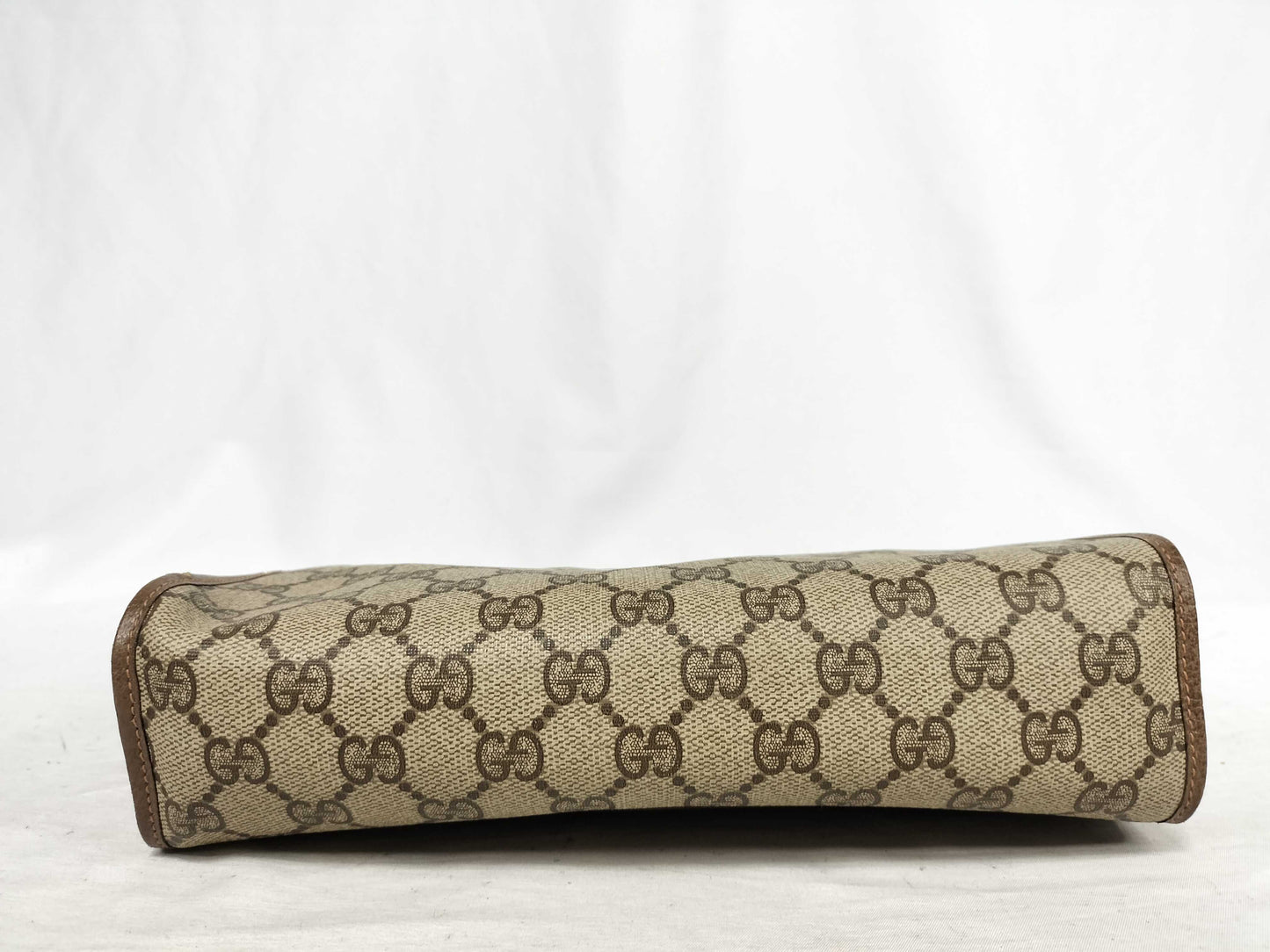 GUCCI GG Supreme Clutch Bag, GG Supreme Sherry Line Interlocking Accents, Brown/Beige, 89.01.030