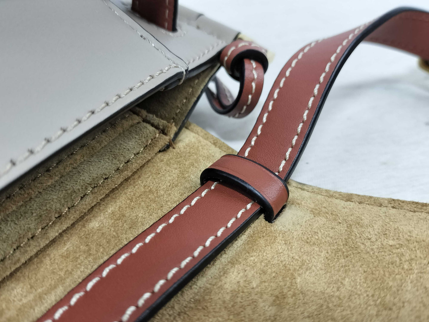 LOEWE Gate Shoulder Bag, Two-Tone Leather, Brown and Beige