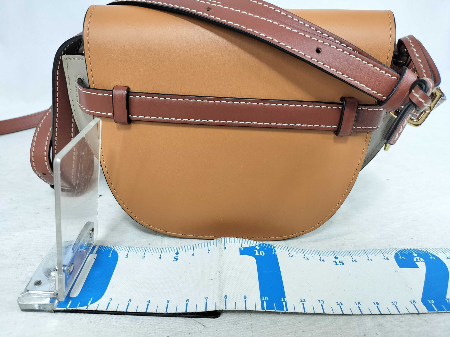 LOEWE Gate Shoulder Bag, Two-Tone Leather, Brown and Beige