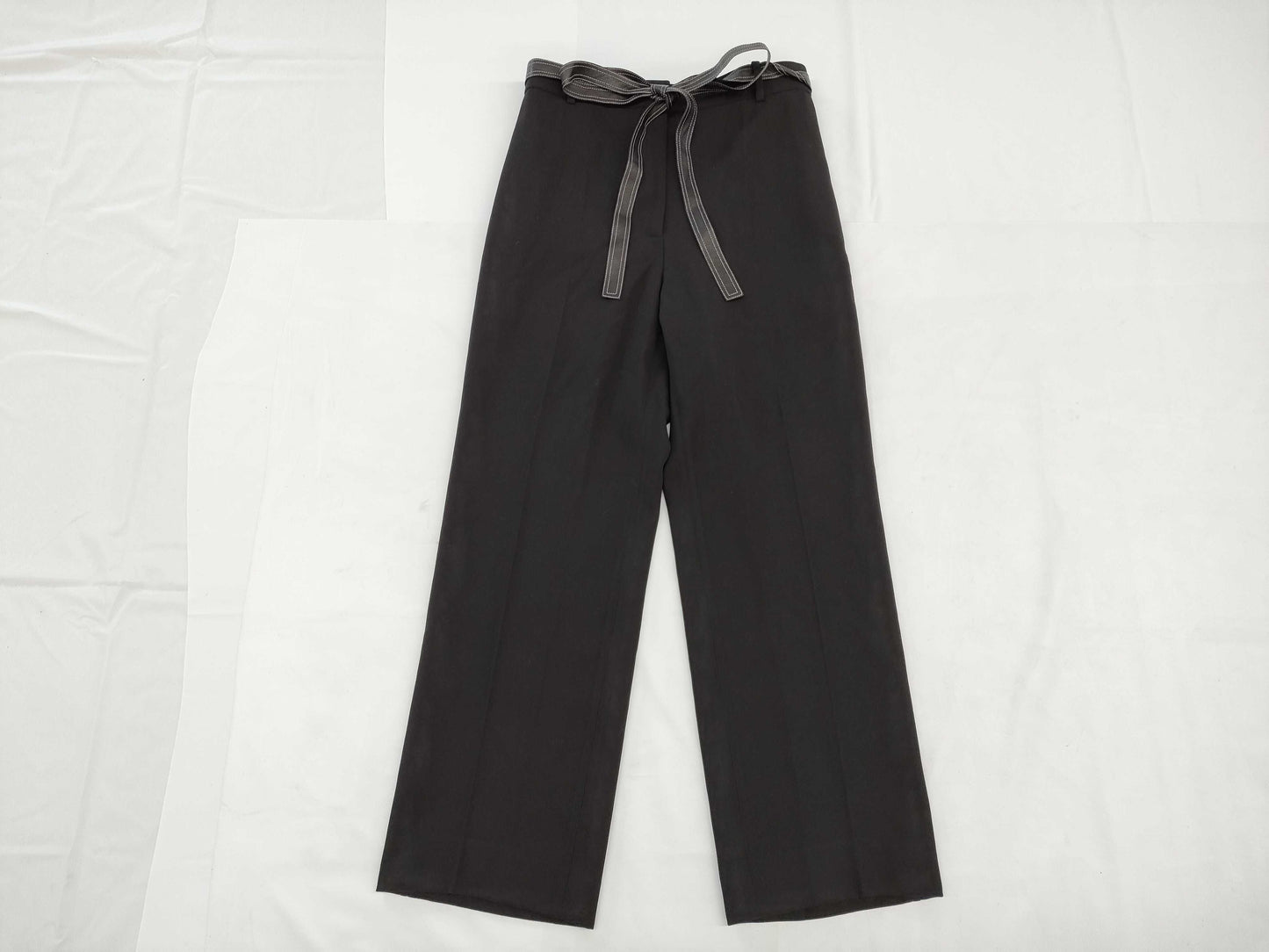 CELINE Soft Leather Ribbon Cotton Pants Size 40