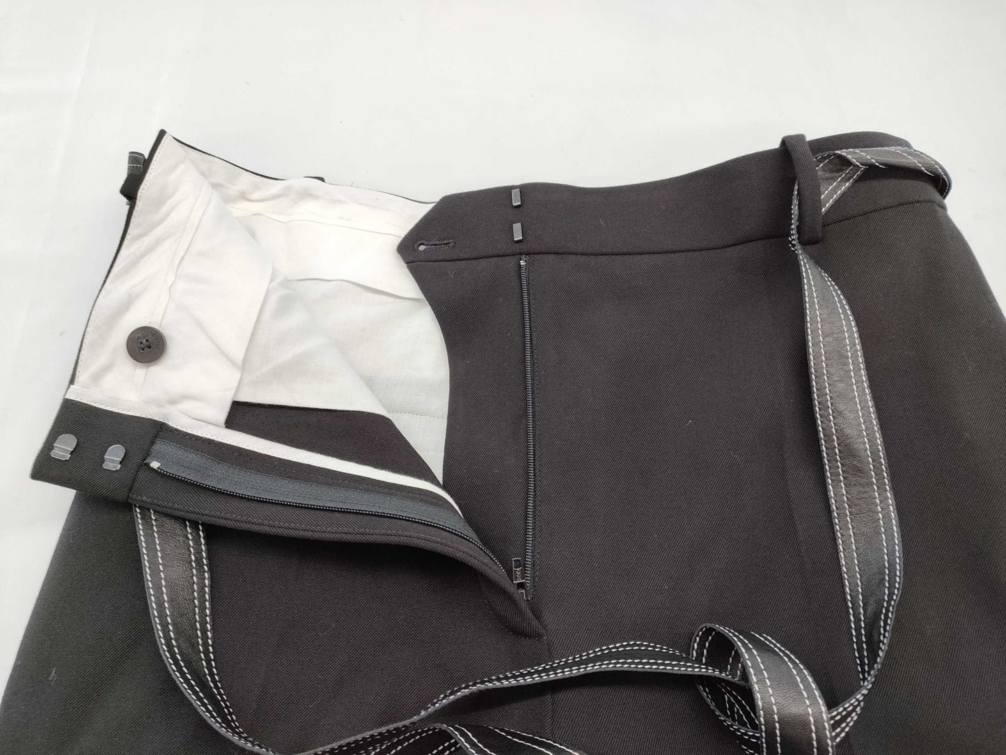 CELINE Soft Leather Ribbon Cotton Pants Size 40