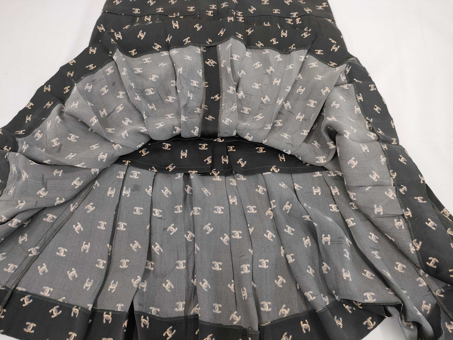 CHANEL Coco Mark Print Silk Dress, Black, Size 34, P44350 Dress