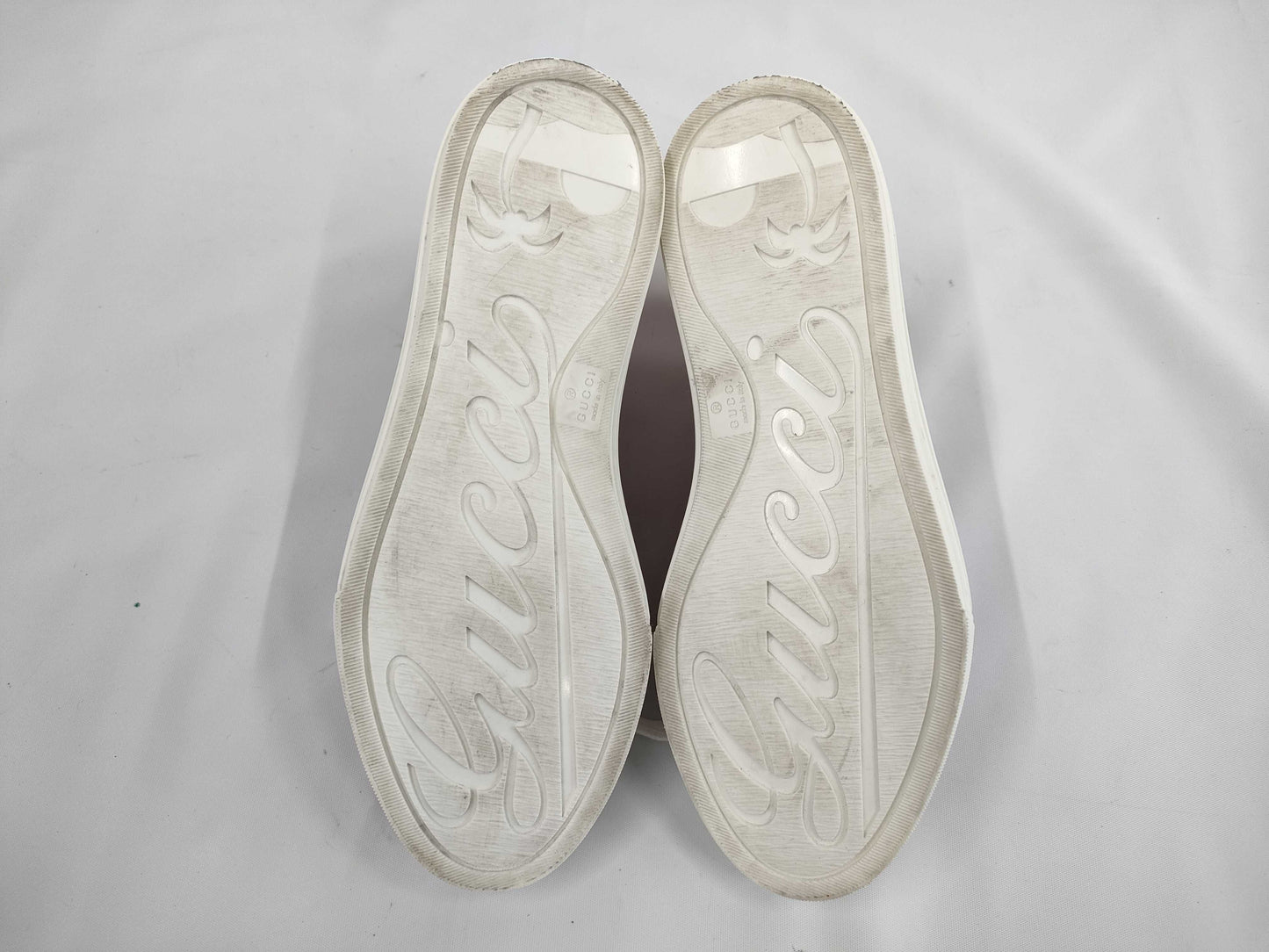 GUCCI GG Canvas Leather High-Top Sneakers, Size 34 1/2