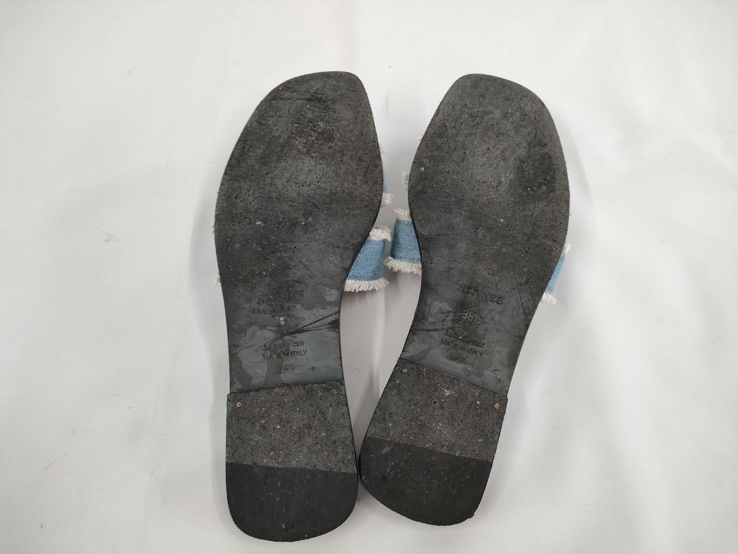 HERMES Oran Denim Sandals, Size 38 1/2