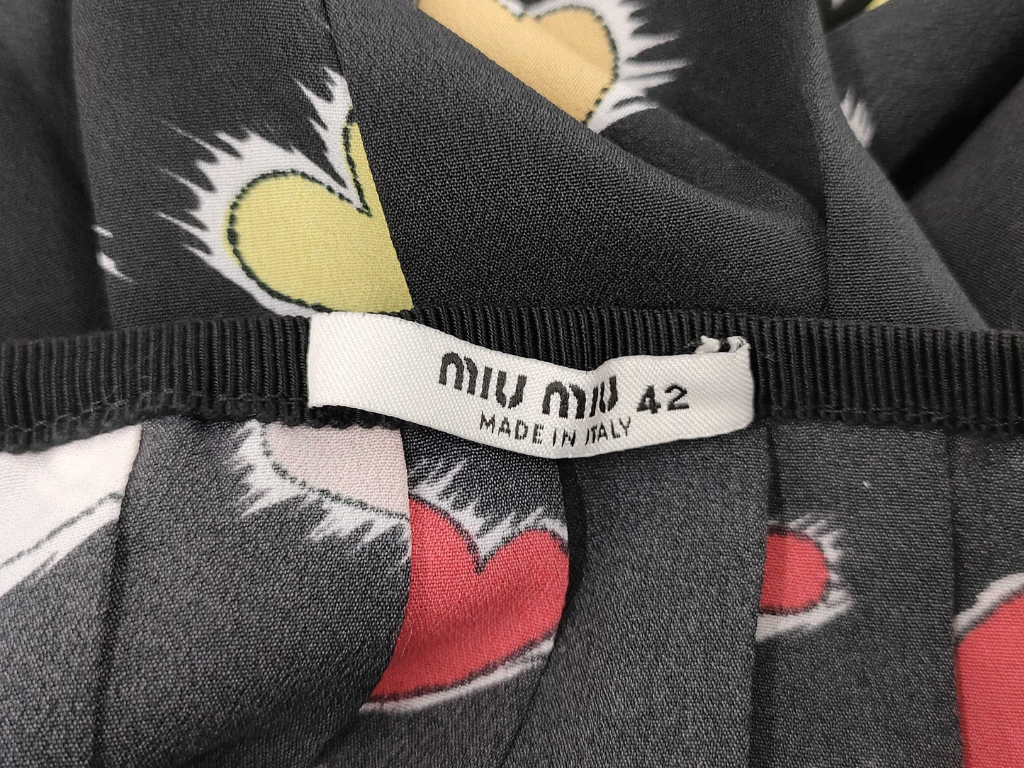 Miu Miu Miu Miu Heart Print Pleated Skirt Size 42