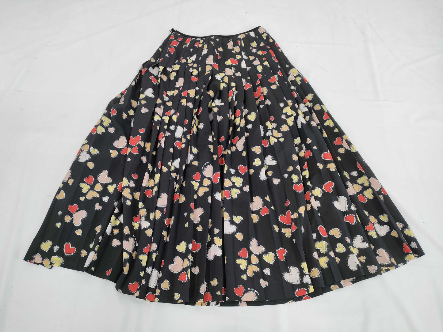 Miu Miu Miu Miu Heart Print Pleated Skirt Size 42