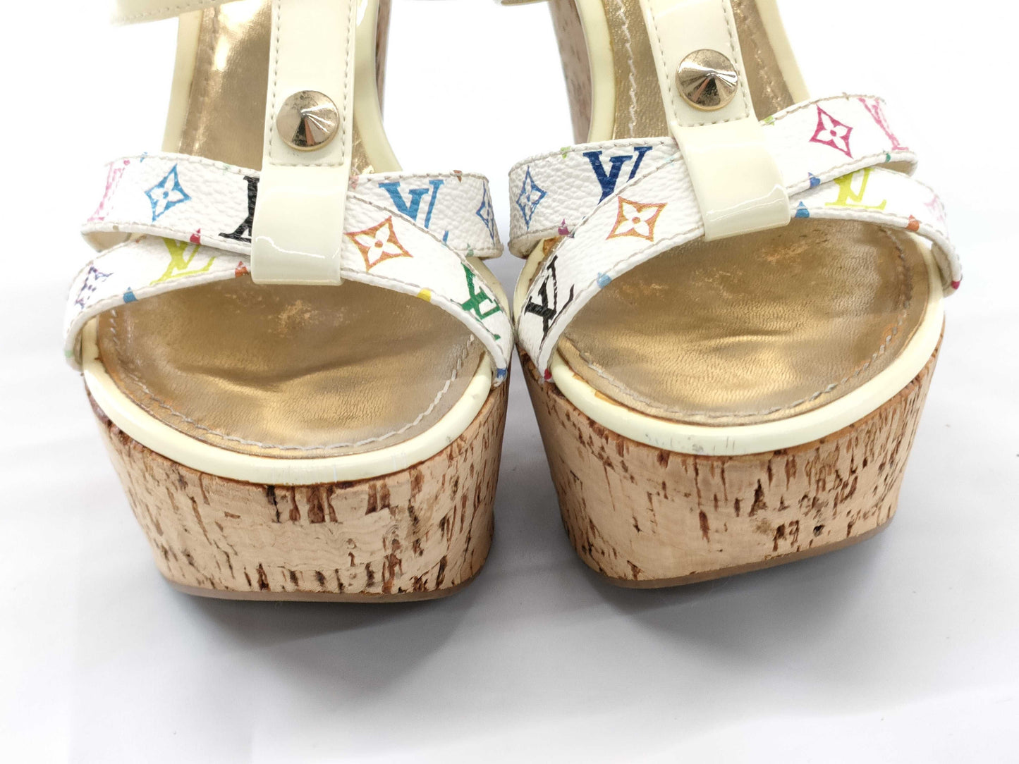 LOUIS VUITTON LOUIS VUITTON Louis Vuitton Multicolor Wedge Cork Sandals Size 37 Sandals