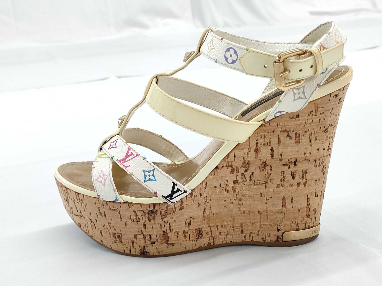 LOUIS VUITTON LOUIS VUITTON Louis Vuitton Multicolor Wedge Cork Sandals Size 37 Sandals