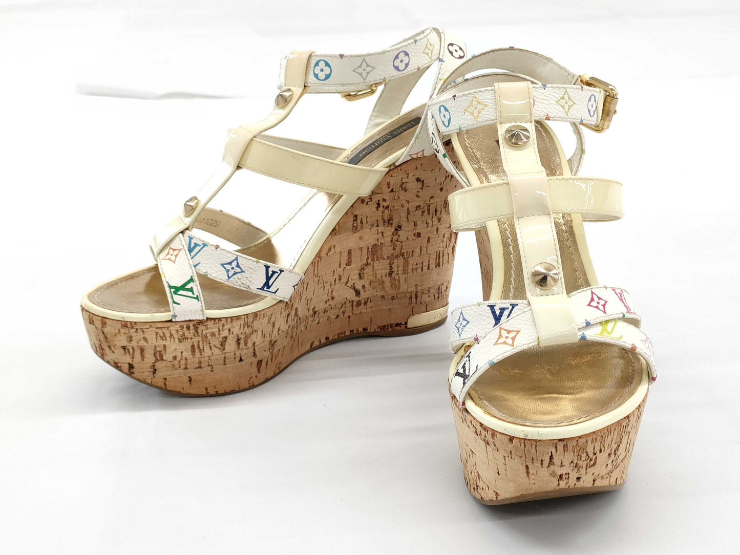 LOUIS VUITTON LOUIS VUITTON Louis Vuitton Multicolor Wedge Cork Sandals Size 37 Sandals