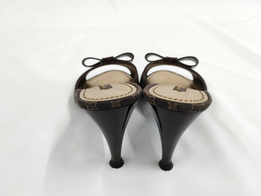 LOUIS VUITTON LOUIS VUITTON Monogram Idylle Ribbon Open Toe Sandals Size 37 1/2