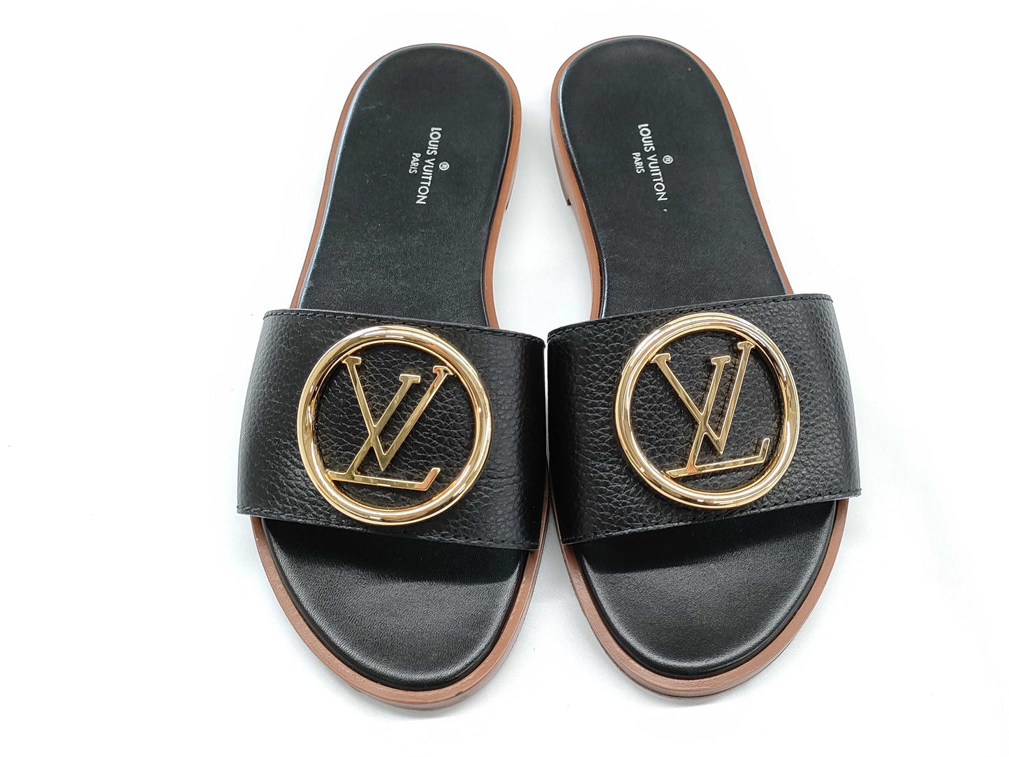 LOUIS VUITTON LOUIS VUITTON Louis Vuitton LV Circle Logo Lockit Sandals Size 35 1/2 Mules