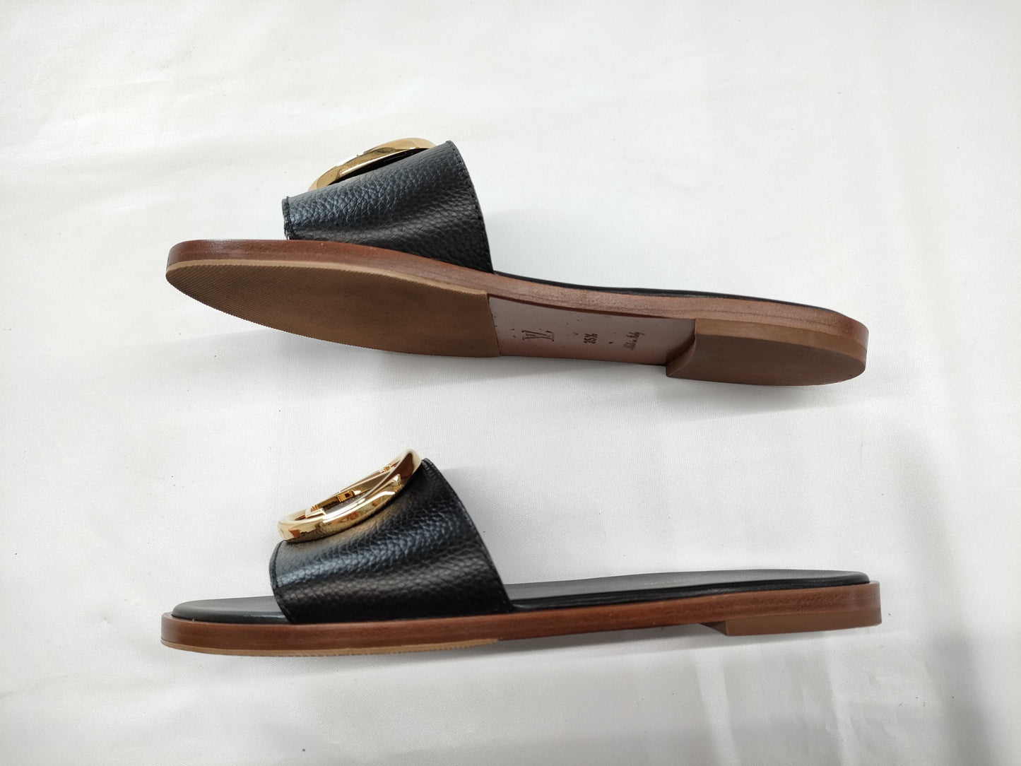 LOUIS VUITTON LOUIS VUITTON Louis Vuitton LV Circle Logo Lockit Sandals Size 35 1/2 Mules