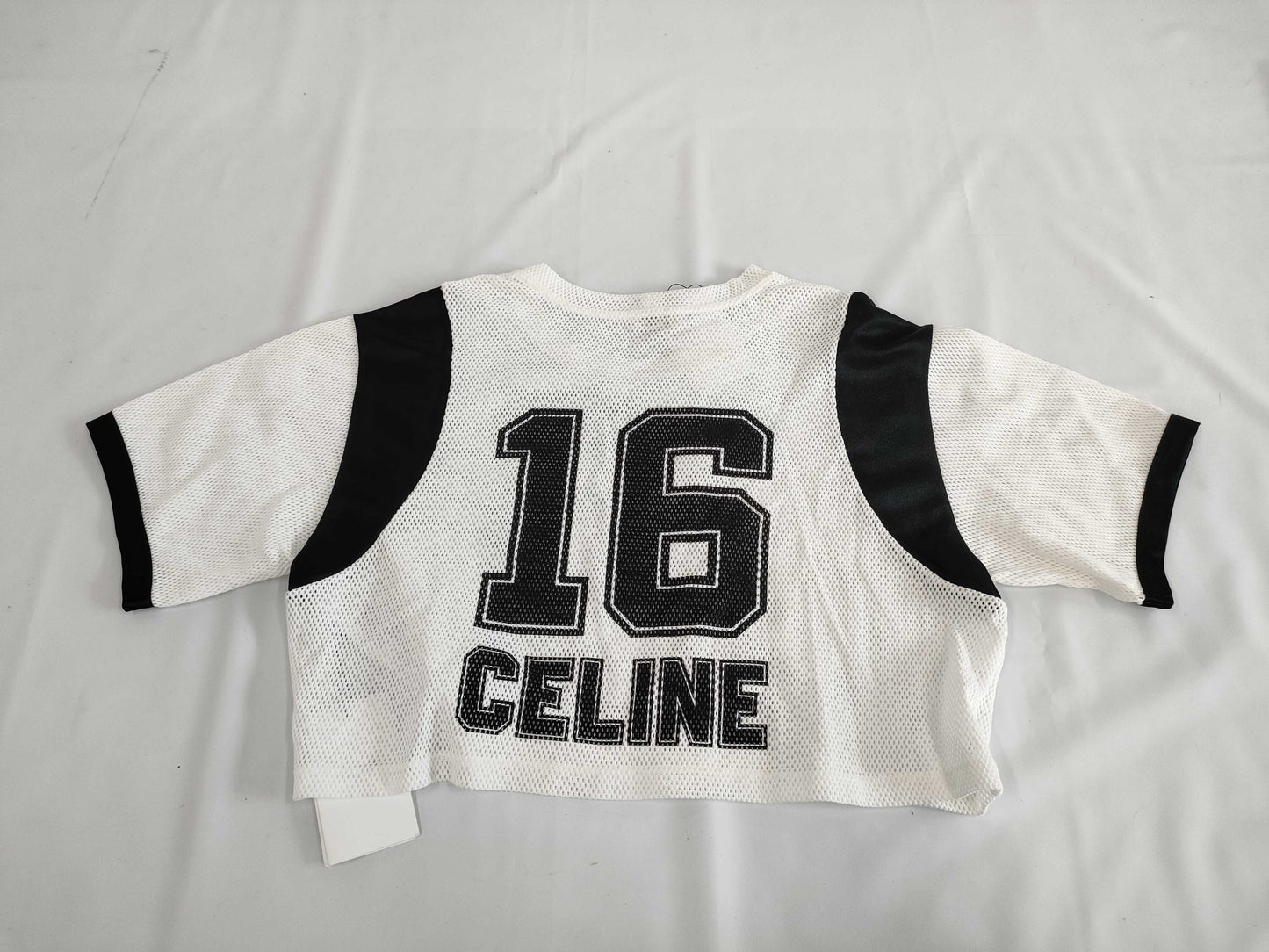 CELINE Logo Crew Neck Mesh S T-Shirt